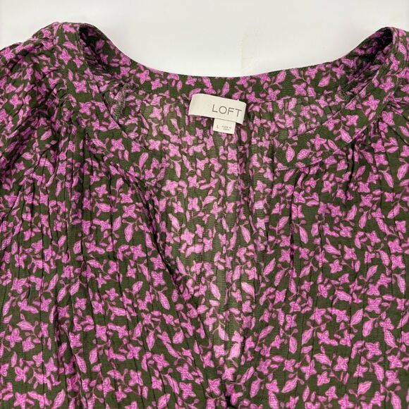 Ann taylor LOFT | Floral Purple Blouse | size large - Picture 4 of 8